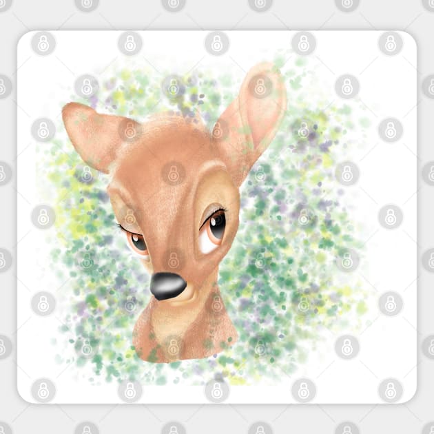 Adorable Bambi Cute Baby Animal Sticker by ArTeaCupcake